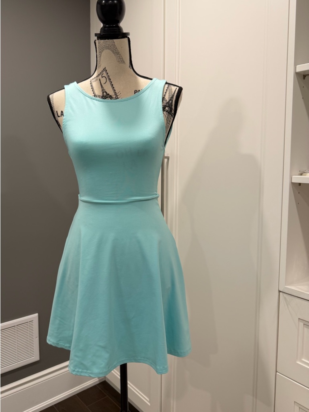 H&M Sleeveless Aqua Mini Fit-and-Flare Dress